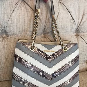 Michael Kors snake chevron leather handbag